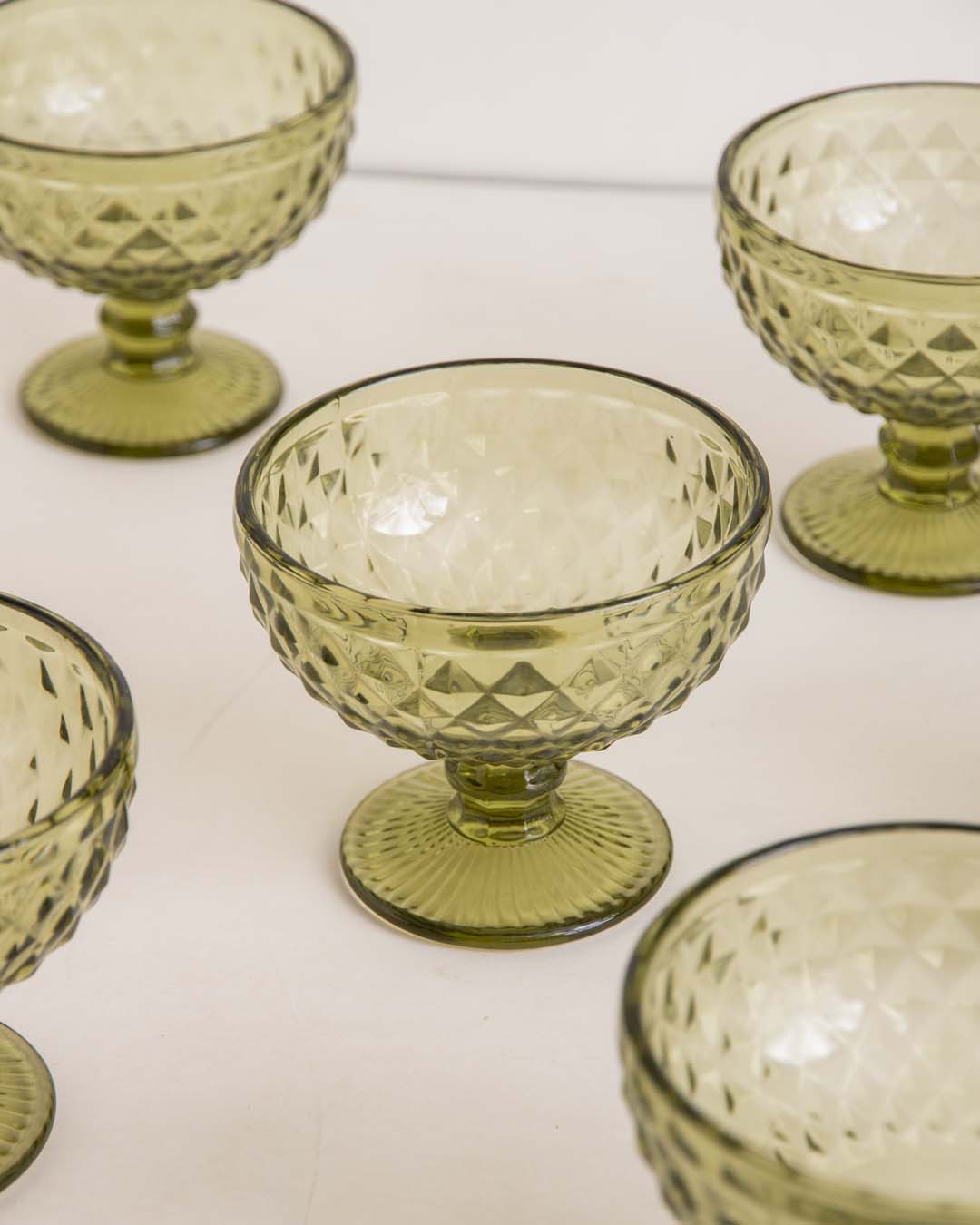 Vintage Cocktail Coupe - Olive Green - Set of 6 - The Decor Kart