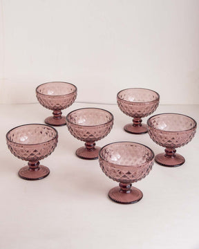 Vintage Cocktail Coupe - Floral Purple - Set of 6 - The Decor Kart