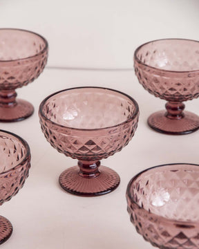 Vintage Cocktail Coupe - Floral Purple - Set of 6 - The Decor Kart