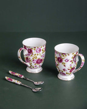 Country Roses Ceramic Mugs - Set of 2 - The Decor Kart