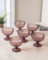 Vintage Cocktail Coupe - Floral Purple - Set of 6 - The Decor Kart