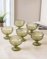 Vintage Cocktail Coupe - Olive Green - Set of 6 - The Decor Kart