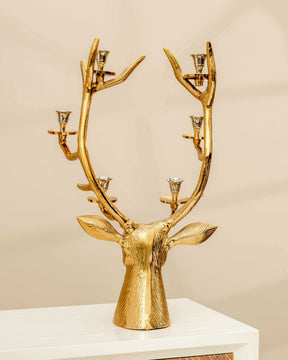 Gilded Deer Head Candle Stand - The Decor Kart