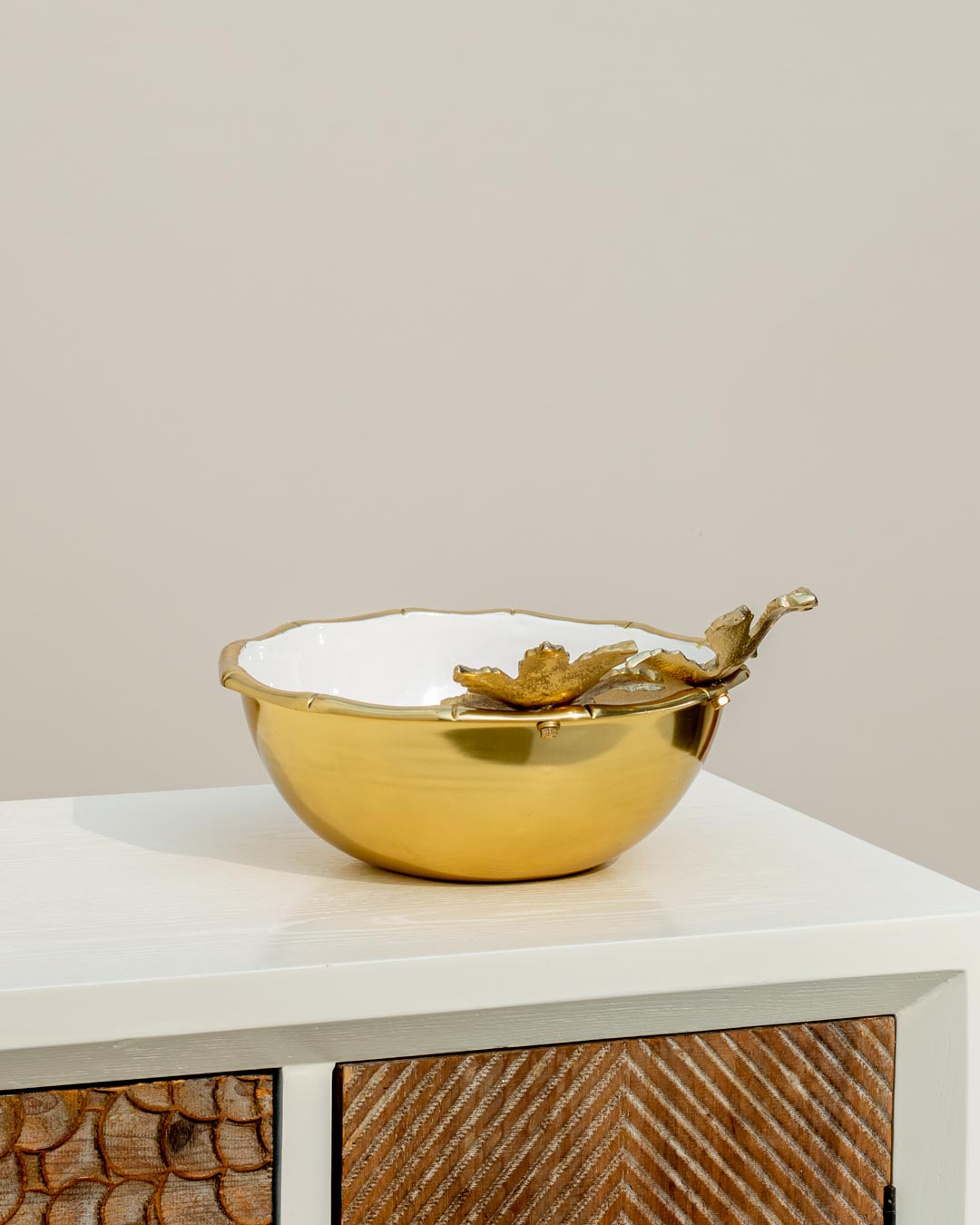 Pale Leaf Golden Serving bowl - 10" - The Decor Kart