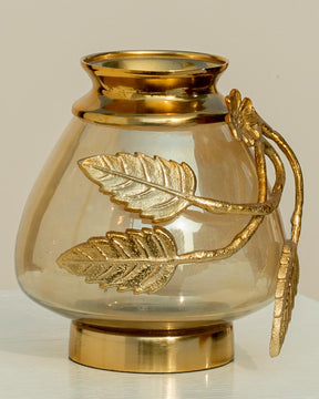 Antique Flower Design Glass Vase