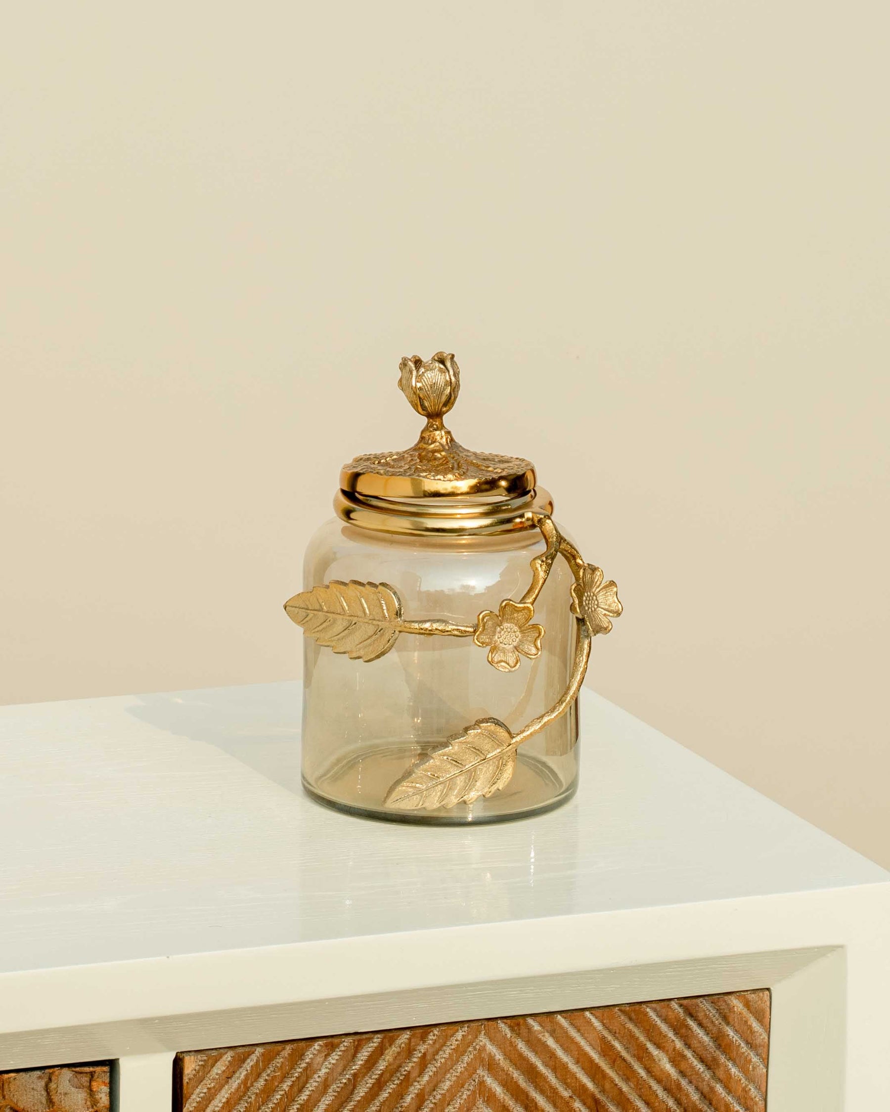 Glass Jar with Golden Lid