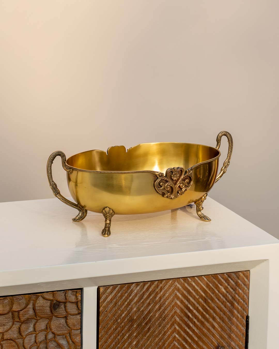 Acanthus Brass Oval Handcrafted Bowl - The Decor Kart