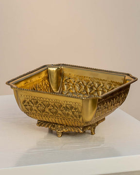 Super Embossed Brass Square Bowl - Small - 6.5"