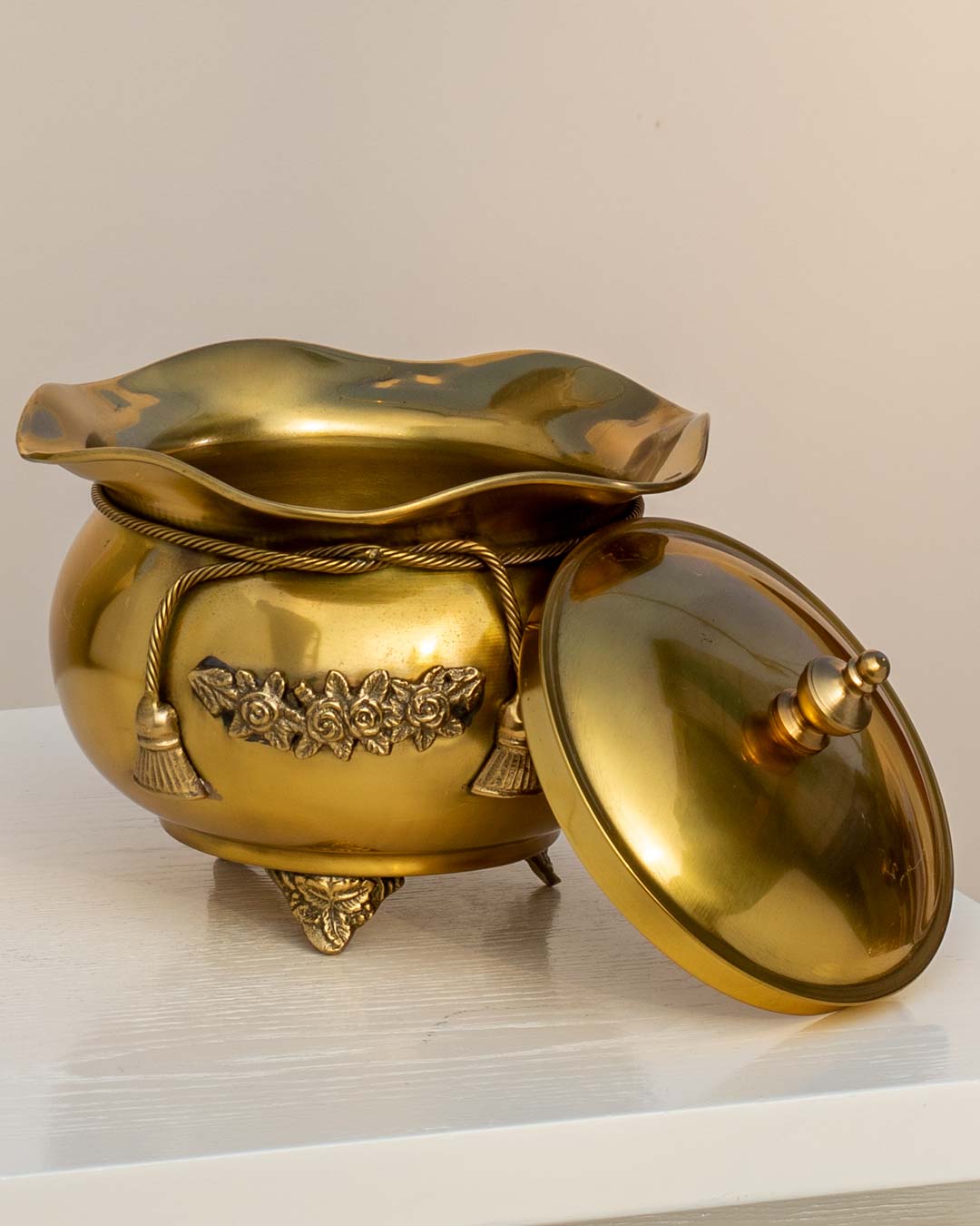 Golden Brass Rasgulla Handi - 8"
