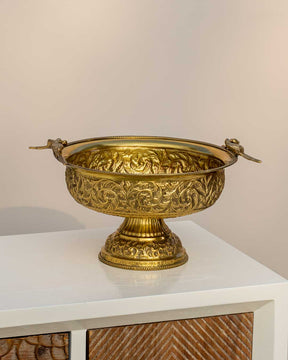 "Bird Of Akbar" Gold Plated Serving Bowl - The Decor Kart