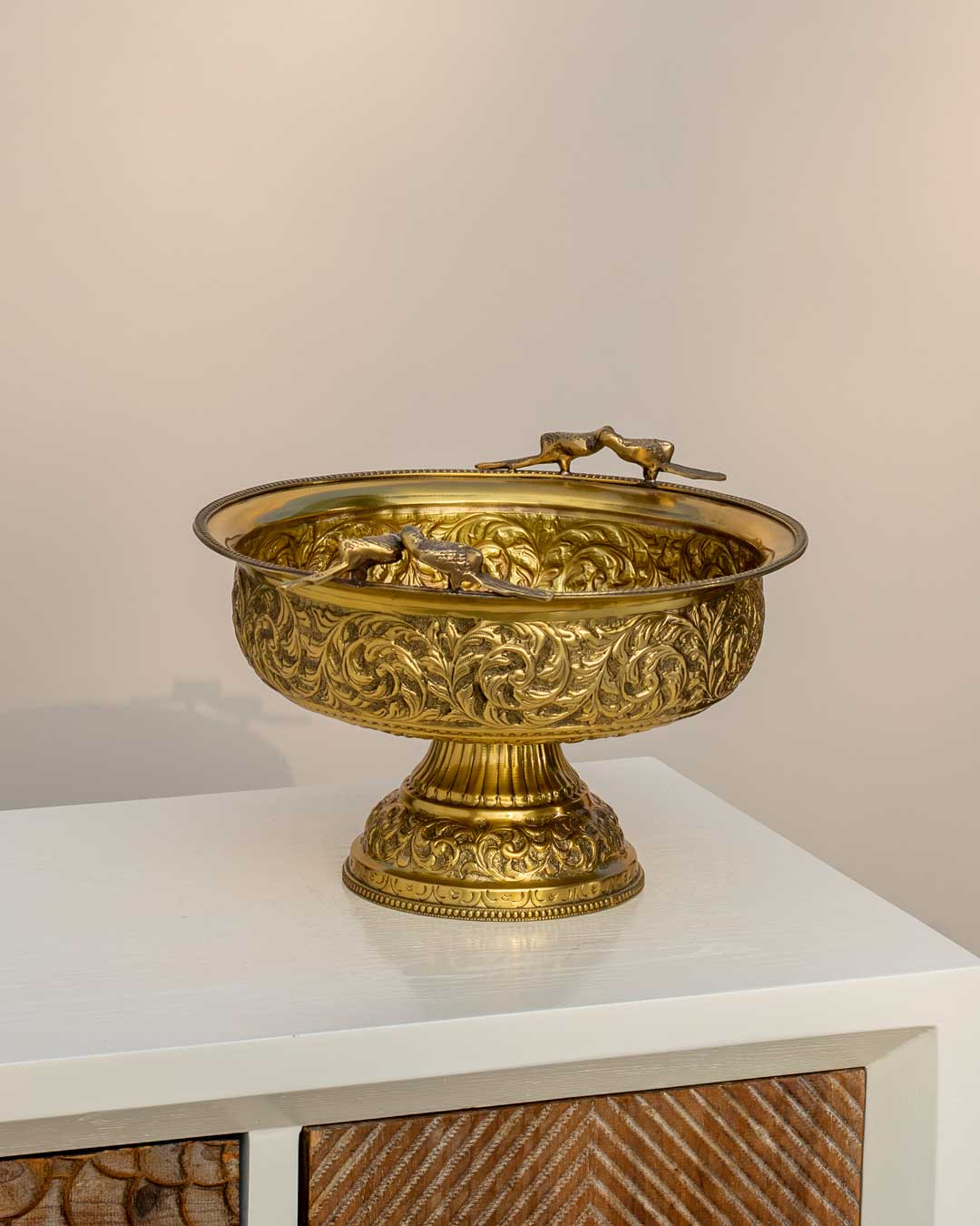 "Bird Of Akbar" Gold Plated Serving Bowl - The Decor Kart