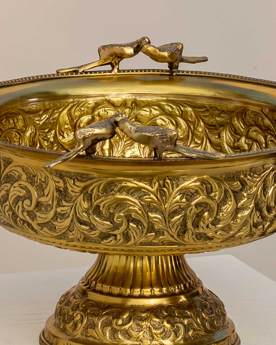 "Bird Of Akbar" Gold Plated Serving Bowl - The Decor Kart