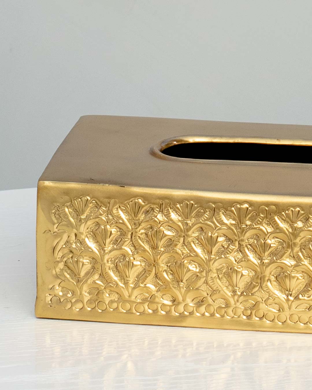 Acanthus Brass Tissue Box - The Decor Kart