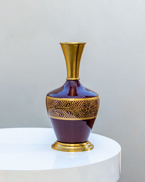 Golden Blooms Exquisite Flower Printed Vase - Purple