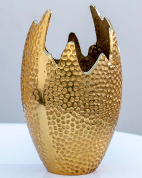 "Broken Egg" Golden Flower Vase - Large - 12"