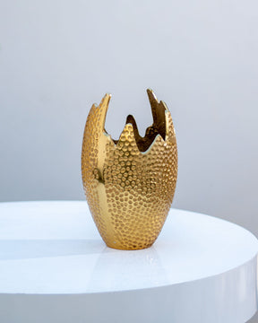 "Broken Egg" Golden Flower Vase - Large - 12"