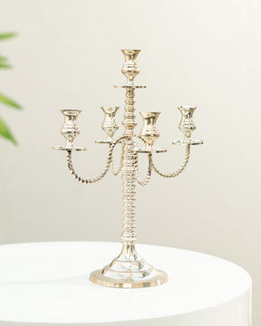 Silver Glow 5 Arms Candle Stand