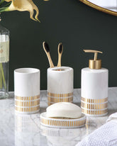 Gold Stripes 4-Piece Bath Set - White