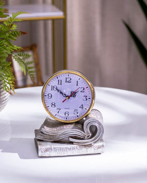 Antique Book Shaped Clock - Silver - The Decor Kart