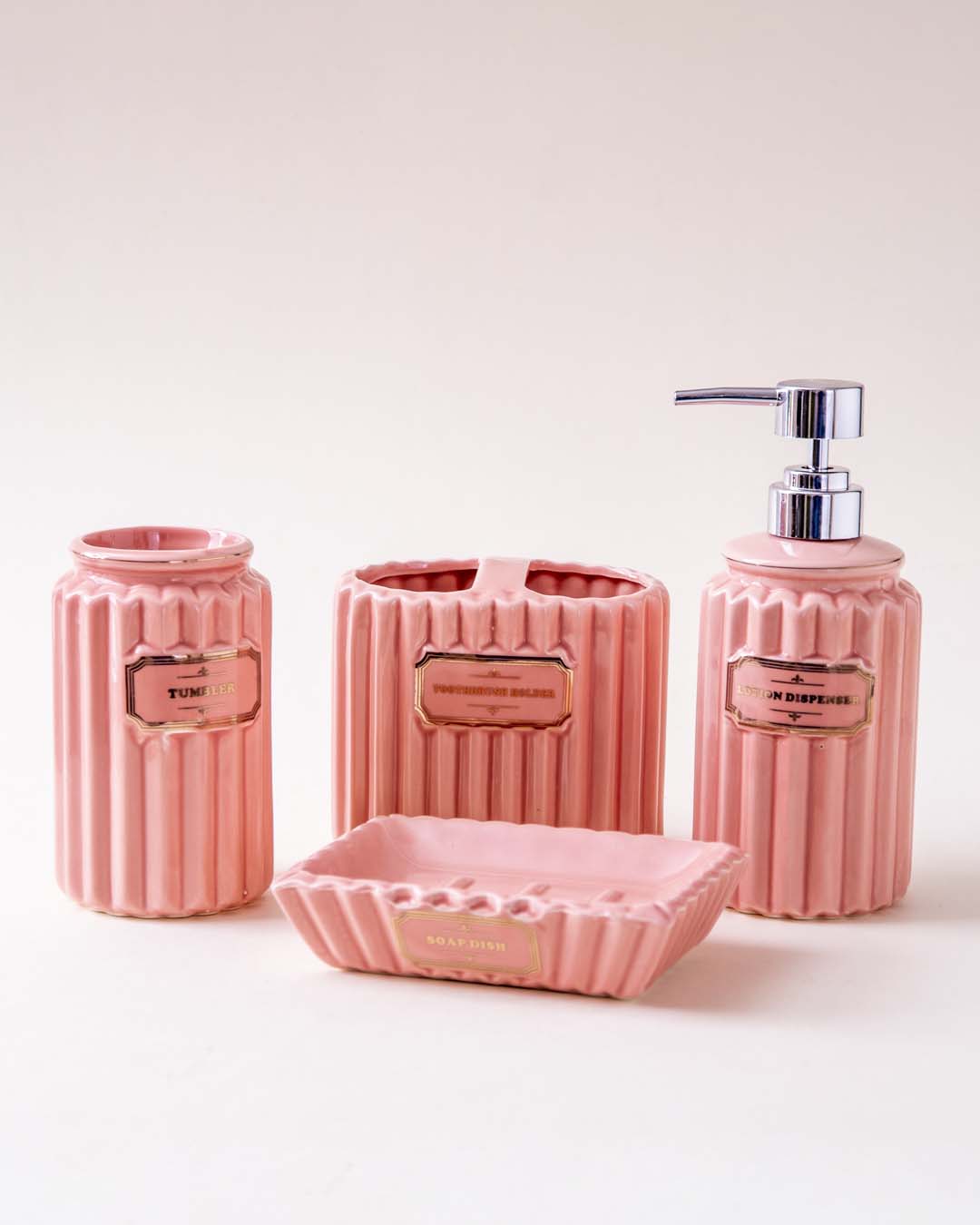 Pious 4-Piece Bath Set - Pink