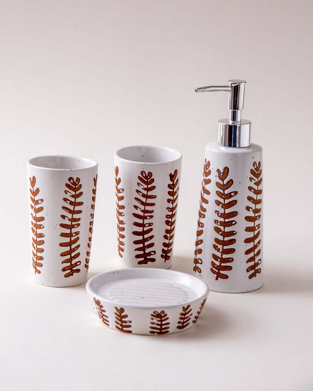 Fern Leaf 4-Piece Bath Set - White