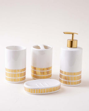 Gold Stripes 4-Piece Bath Set - White