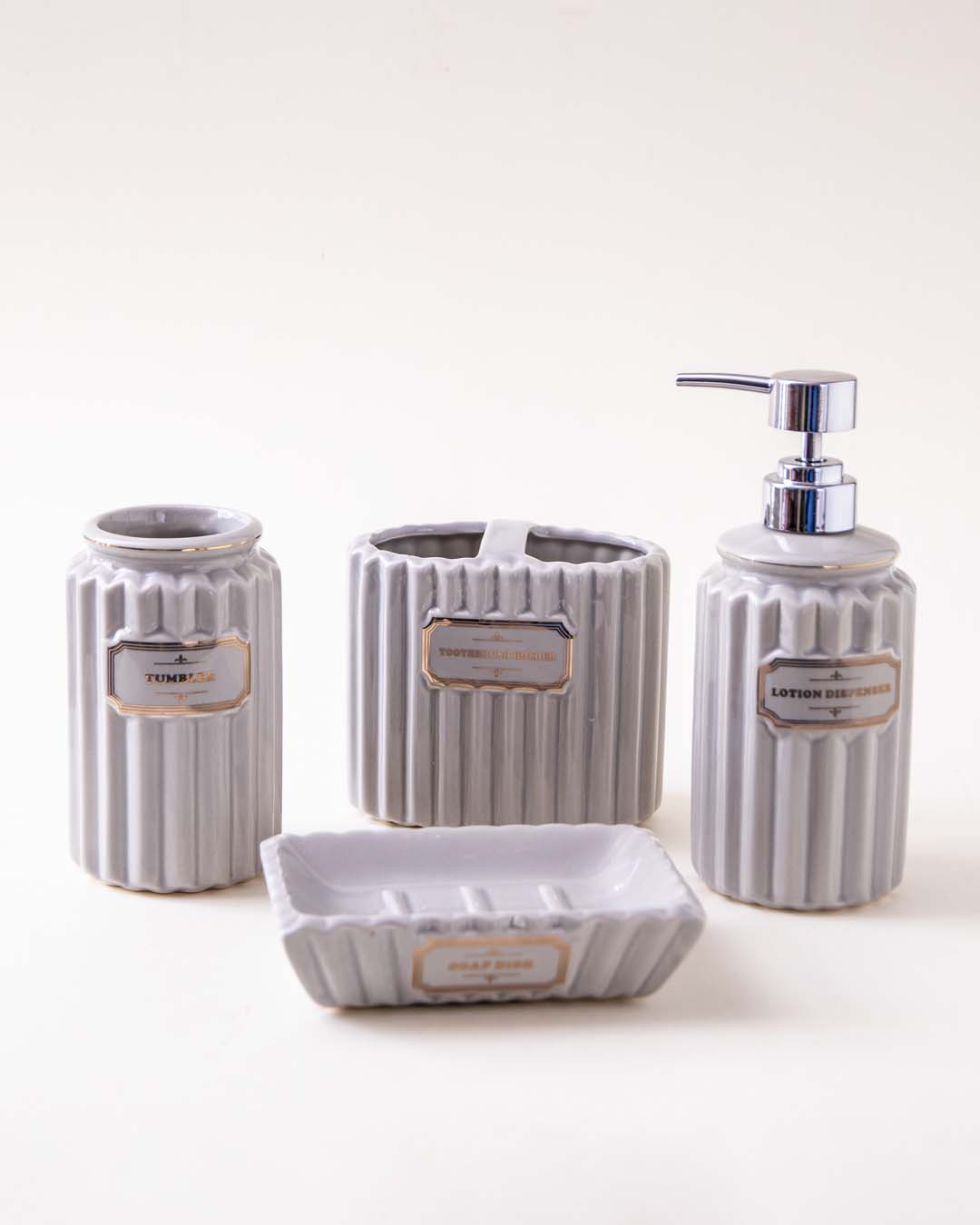 Pious 4-Piece Bath Set - Slate Grey