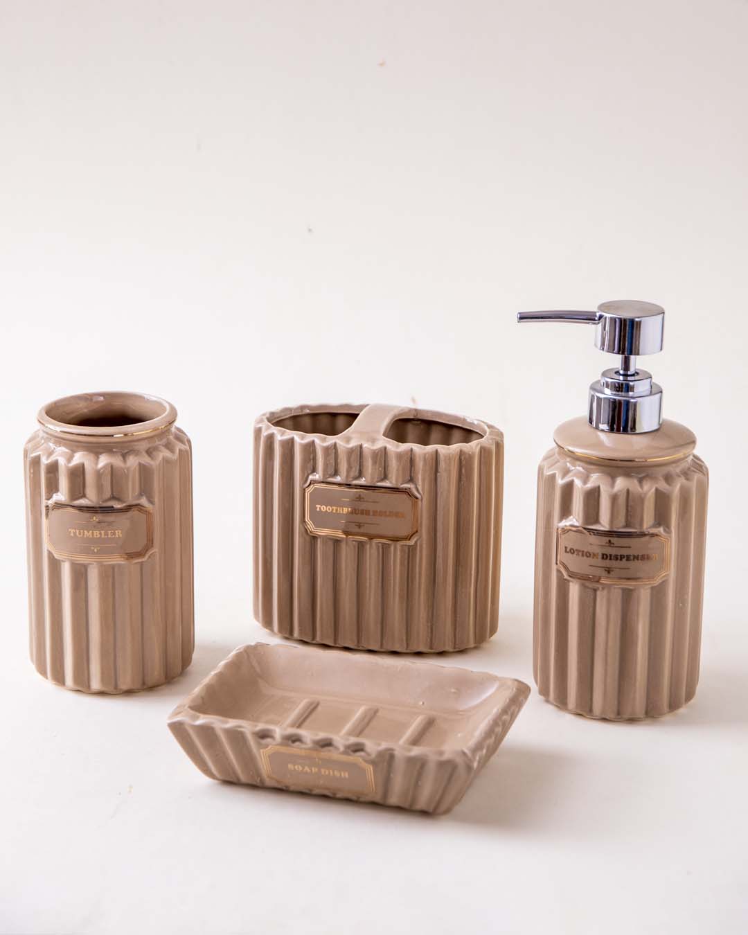 Pious 4-Piece Bath Set - Beige