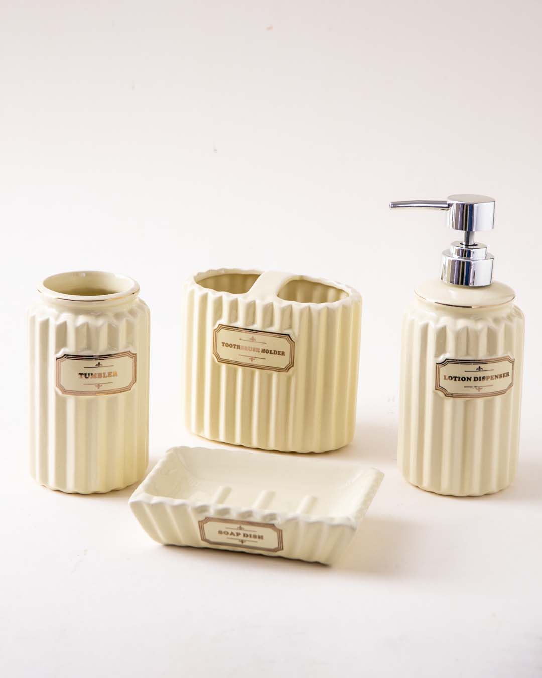 Pious 4-Piece Bath Set - Parchment Yellow