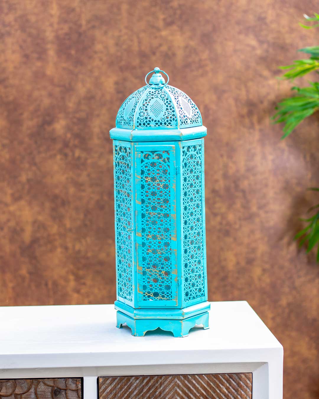 Timurid Rustic Blue Lantern - Medium - The Decor Kart