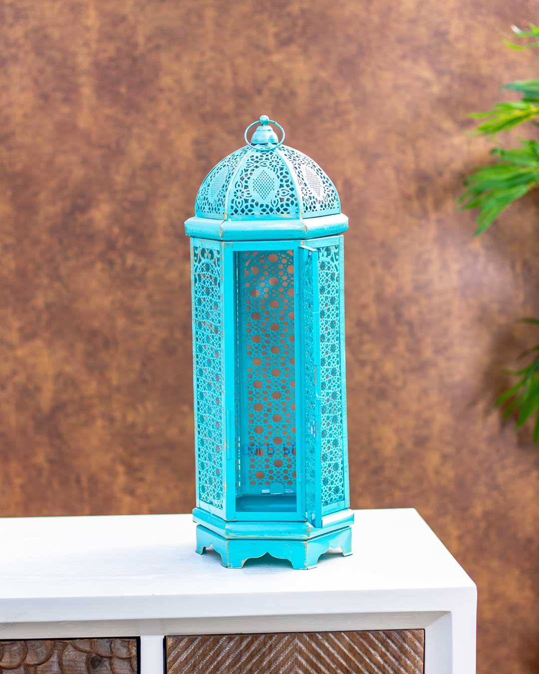 Timurid Rustic Blue Lantern - Medium - The Decor Kart