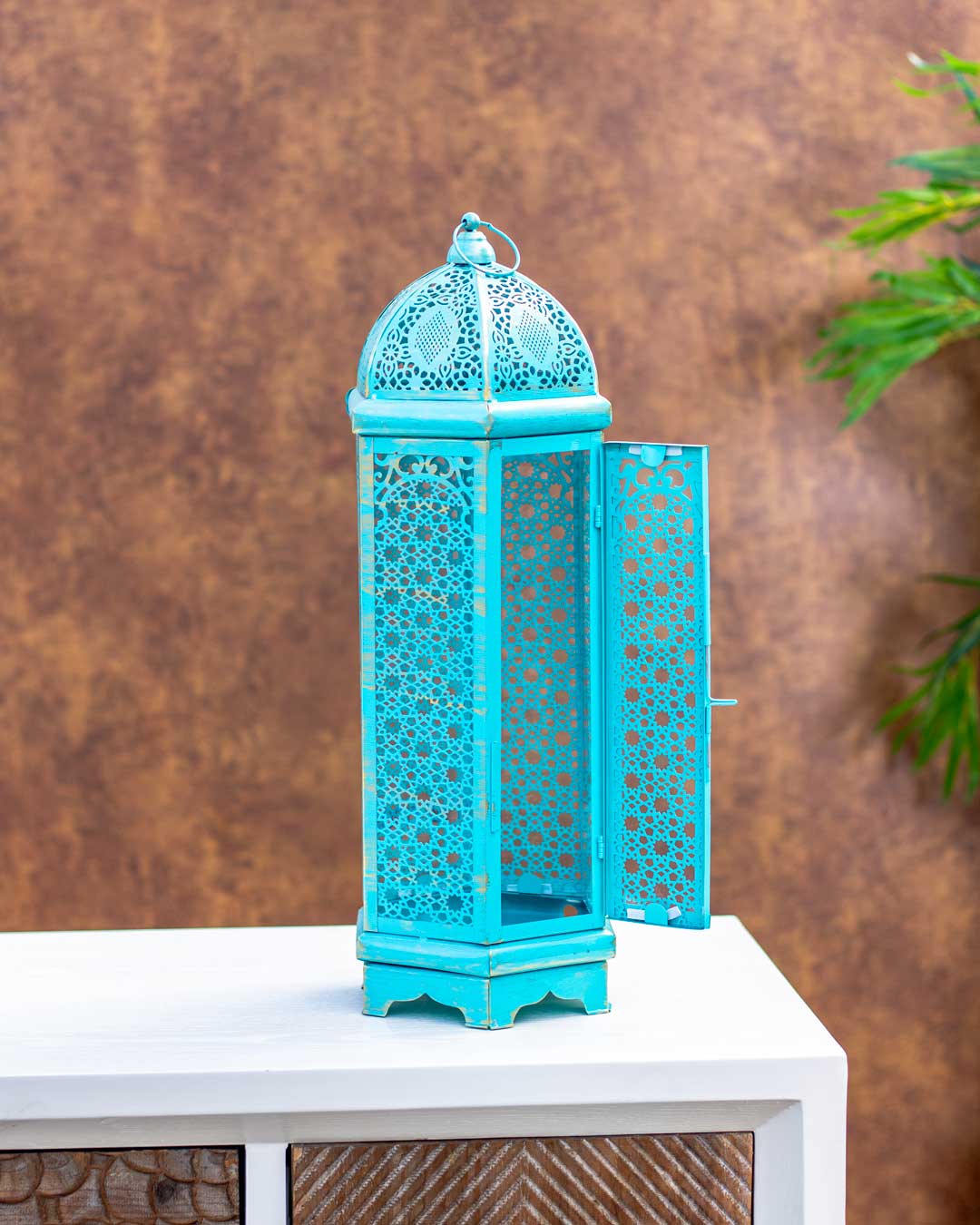 Timurid Rustic Blue Lantern - Medium - The Decor Kart