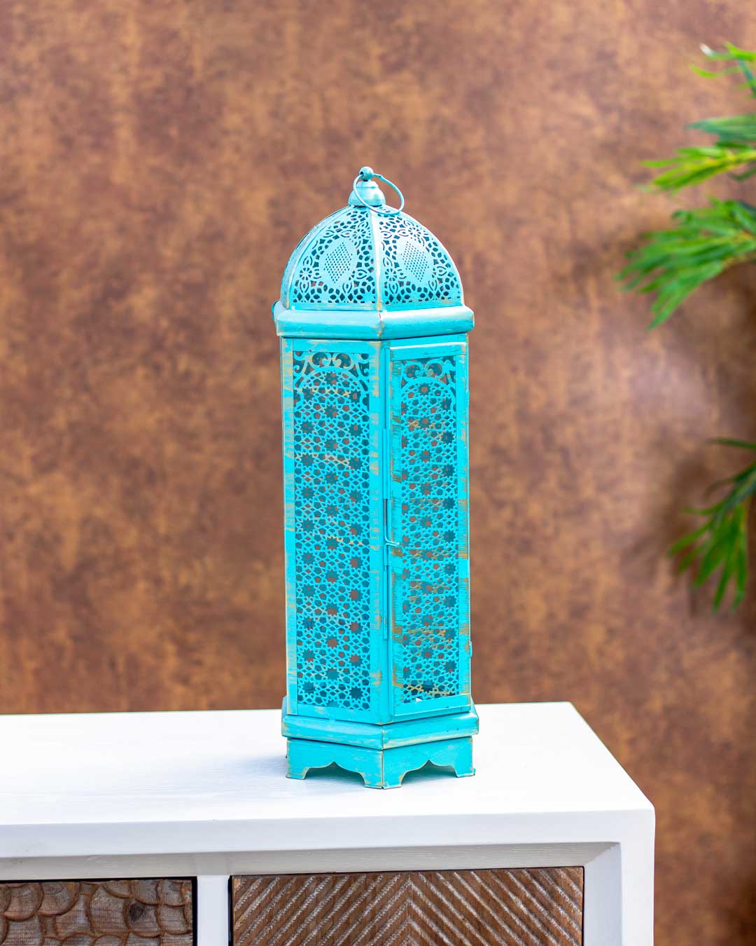 Timurid Rustic Blue Lantern - Medium - The Decor Kart