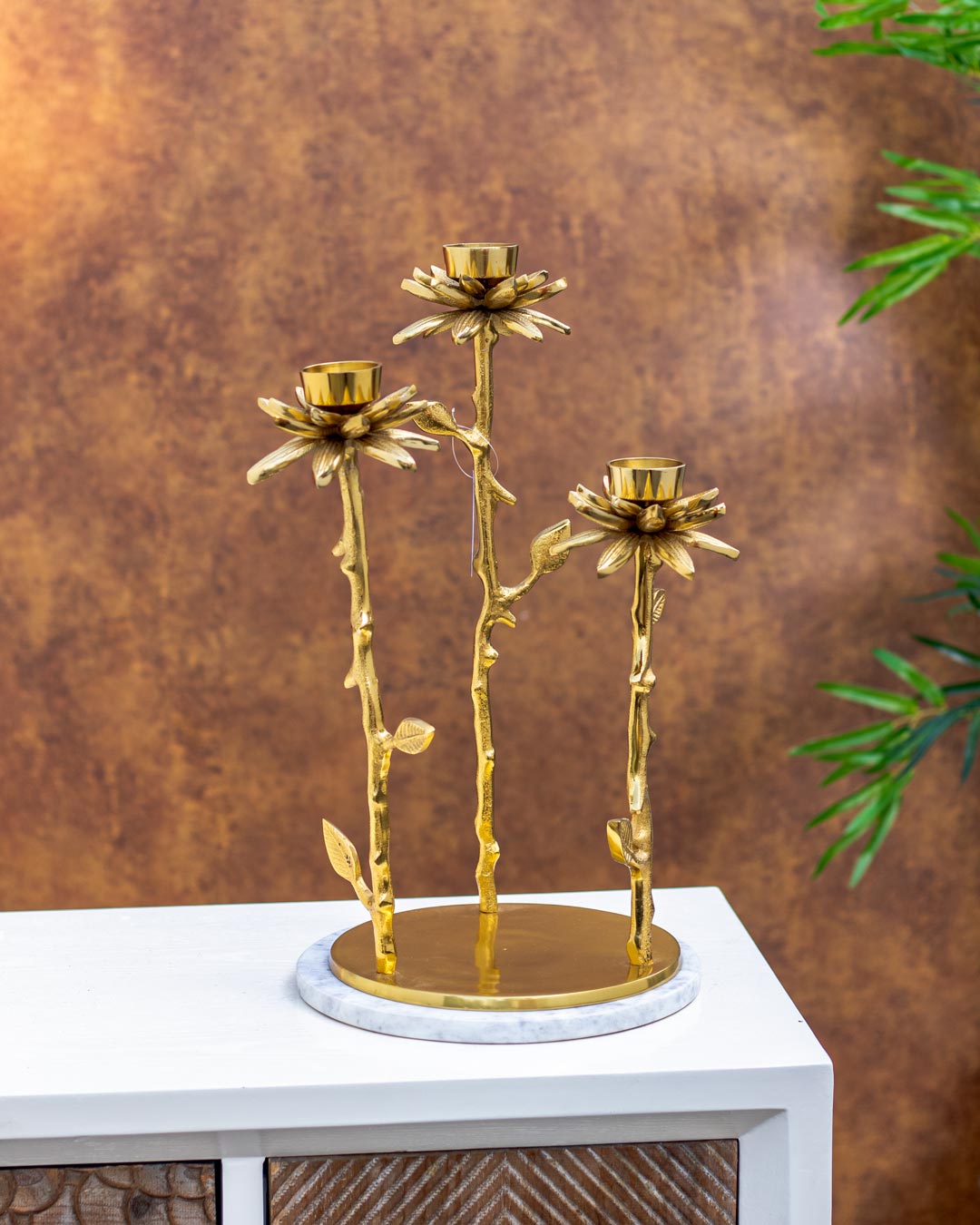 Majestic Sunflower Candle Stand - 3 Arms