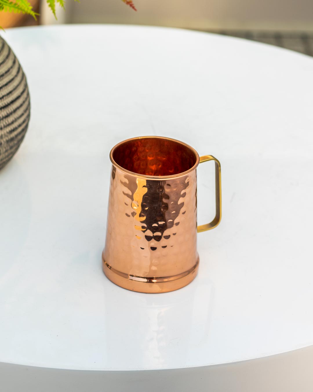 Lustrous Copper Hammered Beer Mug