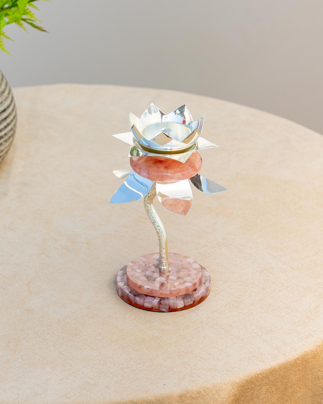 Dignified Lotus Shaped Diya - 9.5" - The Decor Kart