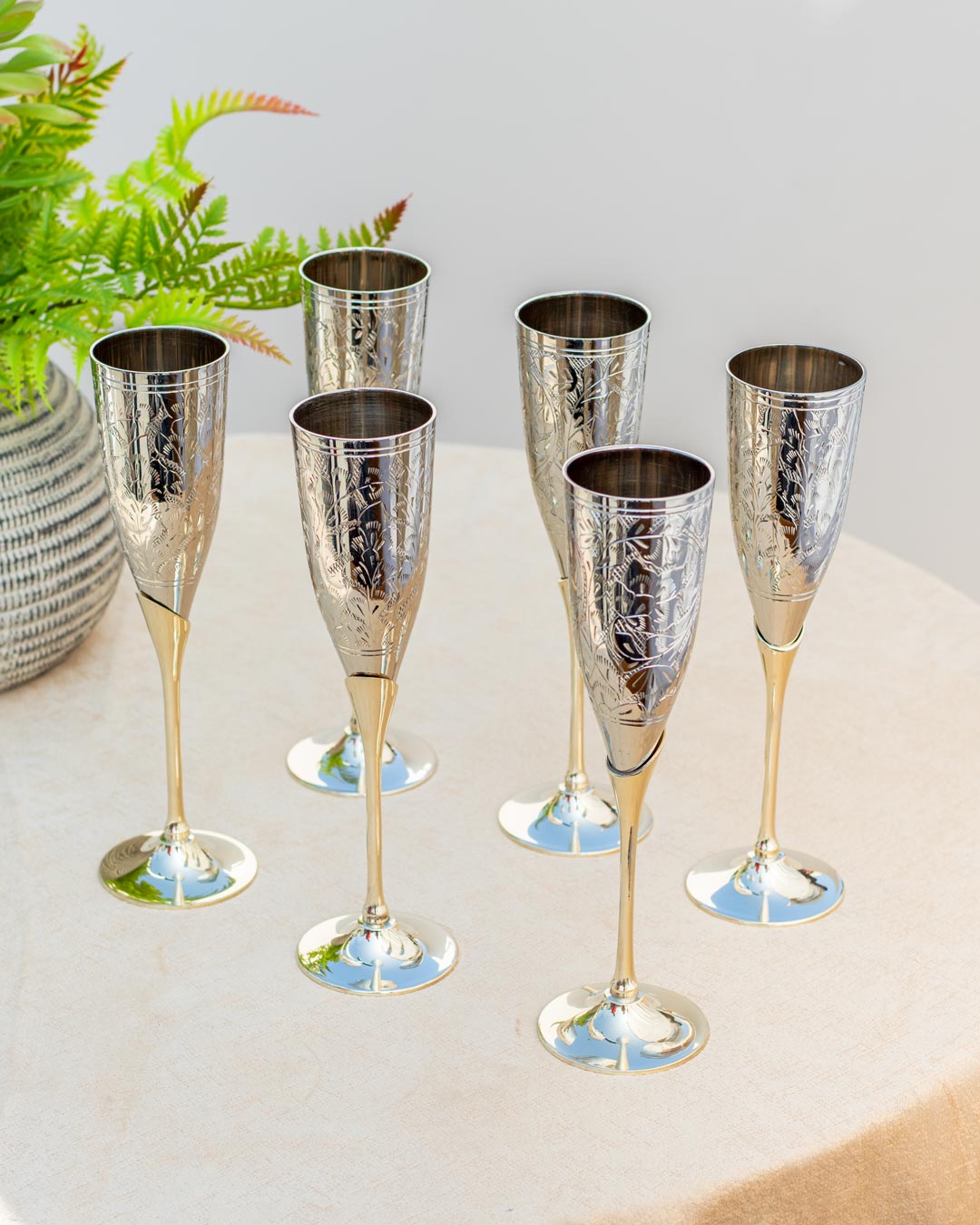 Sterling Flora Champagne Flutes - Set of 6 - 9"