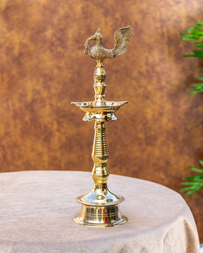 Golden Brass Mayur Samai Diya Holder