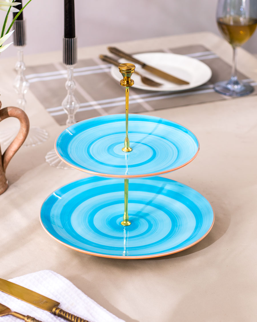 Aqua 2-Tier Cake Stand - The Decor Kart