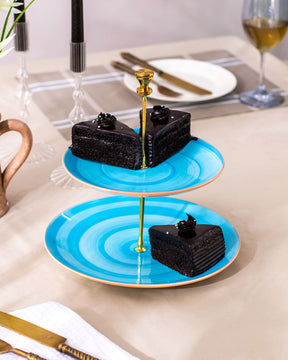 Aqua 2-Tier Cake Stand - The Decor Kart