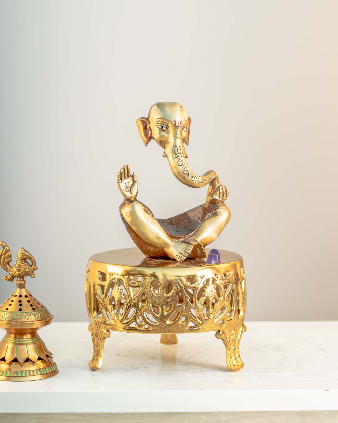Marvelous Golden 'lord Ganesh' Table Top sculpture