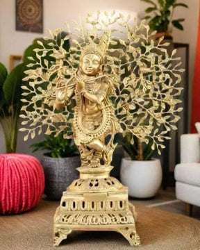 Lord Krishna Idol With Tree sculpture - 36"