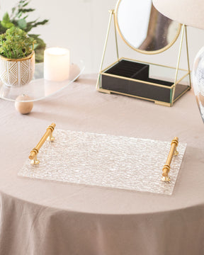 Clear Acrylic Serving Tray with Golden Handles - The Decor Kart