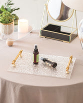 Clear Acrylic Serving Tray with Golden Handles - The Decor Kart