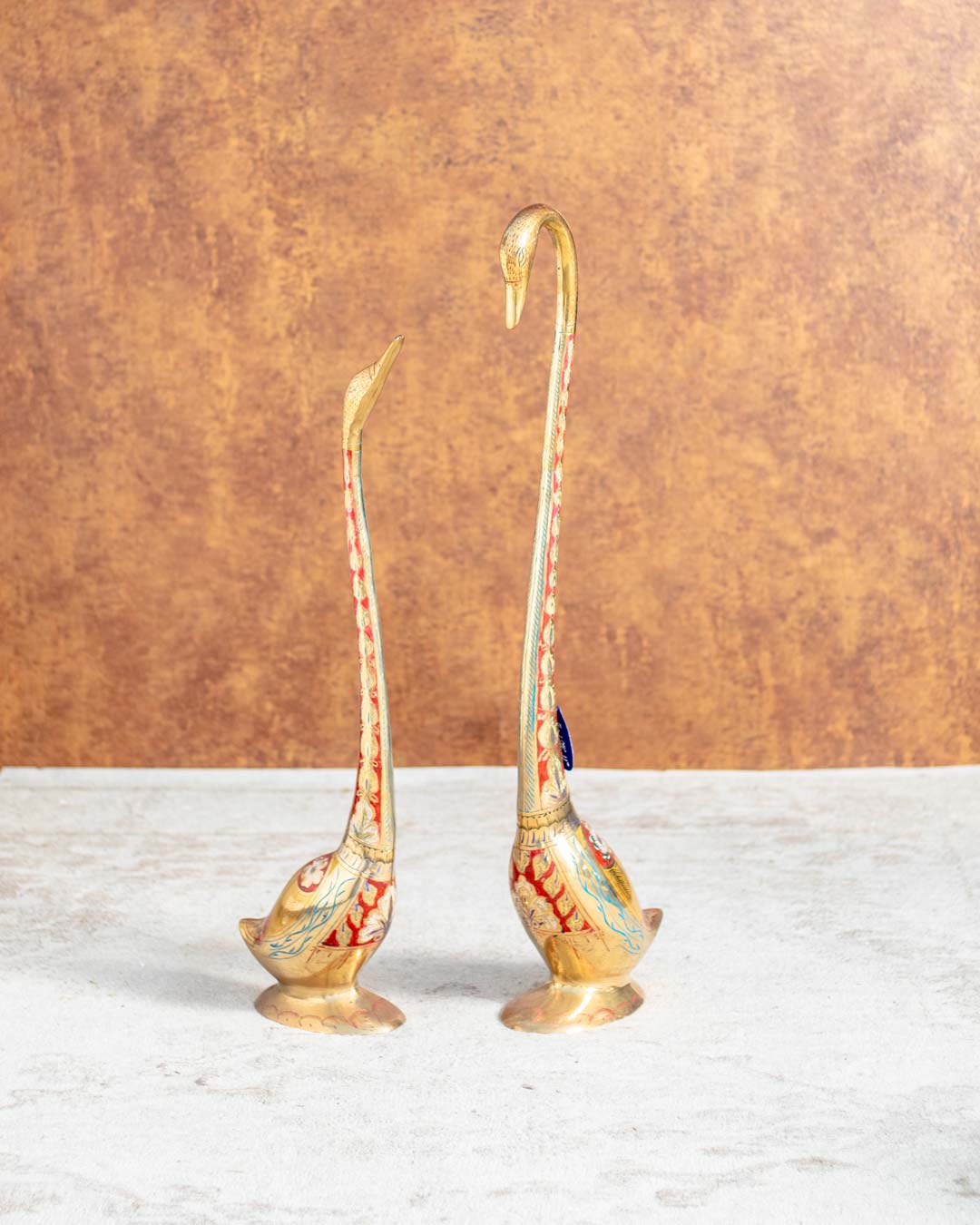 Exotics Swan Couple Golden Sculpture Set Of - 2- 20"