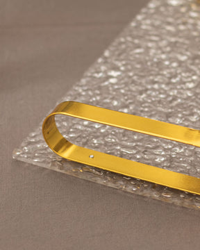 Clear Acrylic Serving Tray with Golden Handles - The Decor Kart