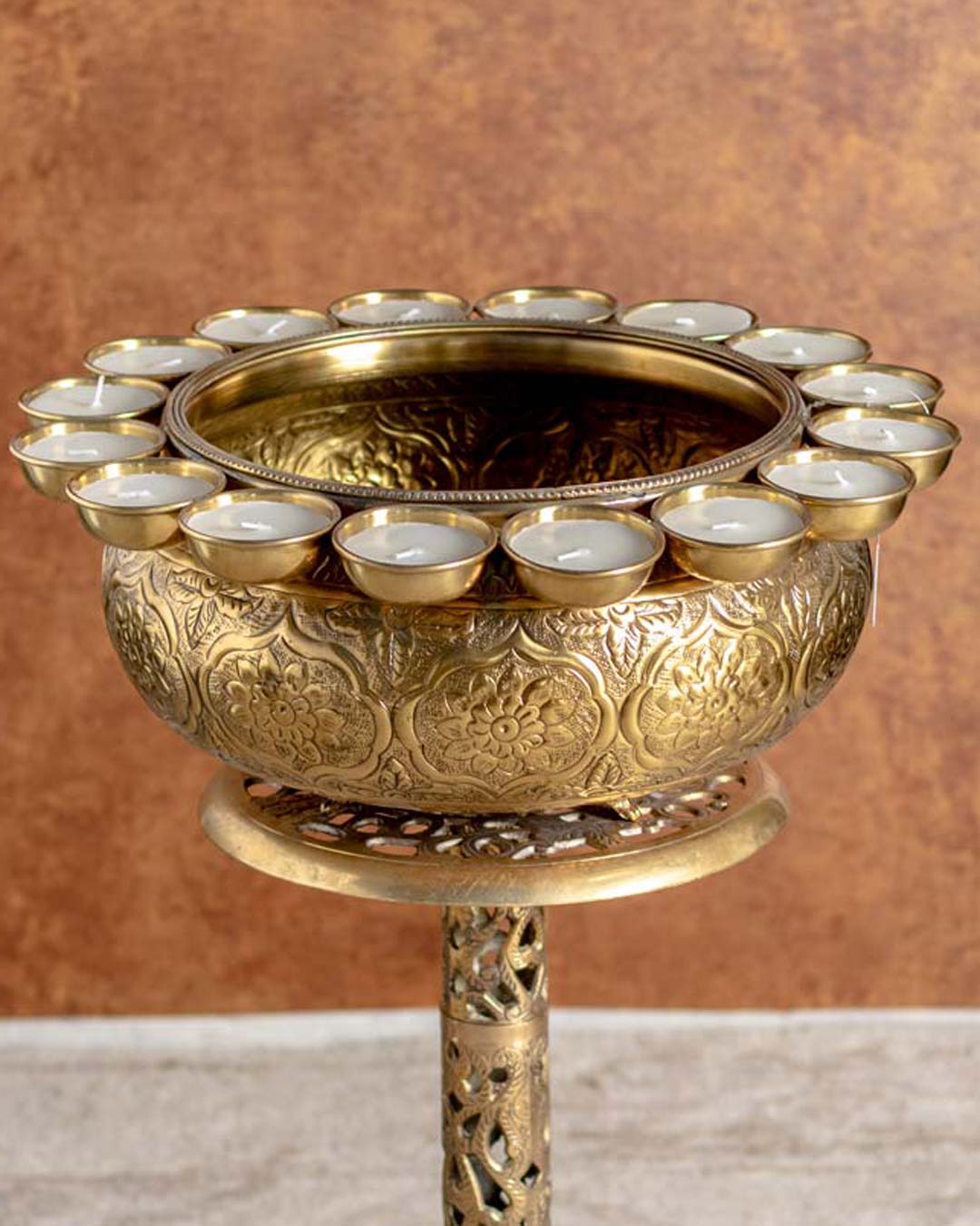 High Top Urli Bowl With Attached Candles