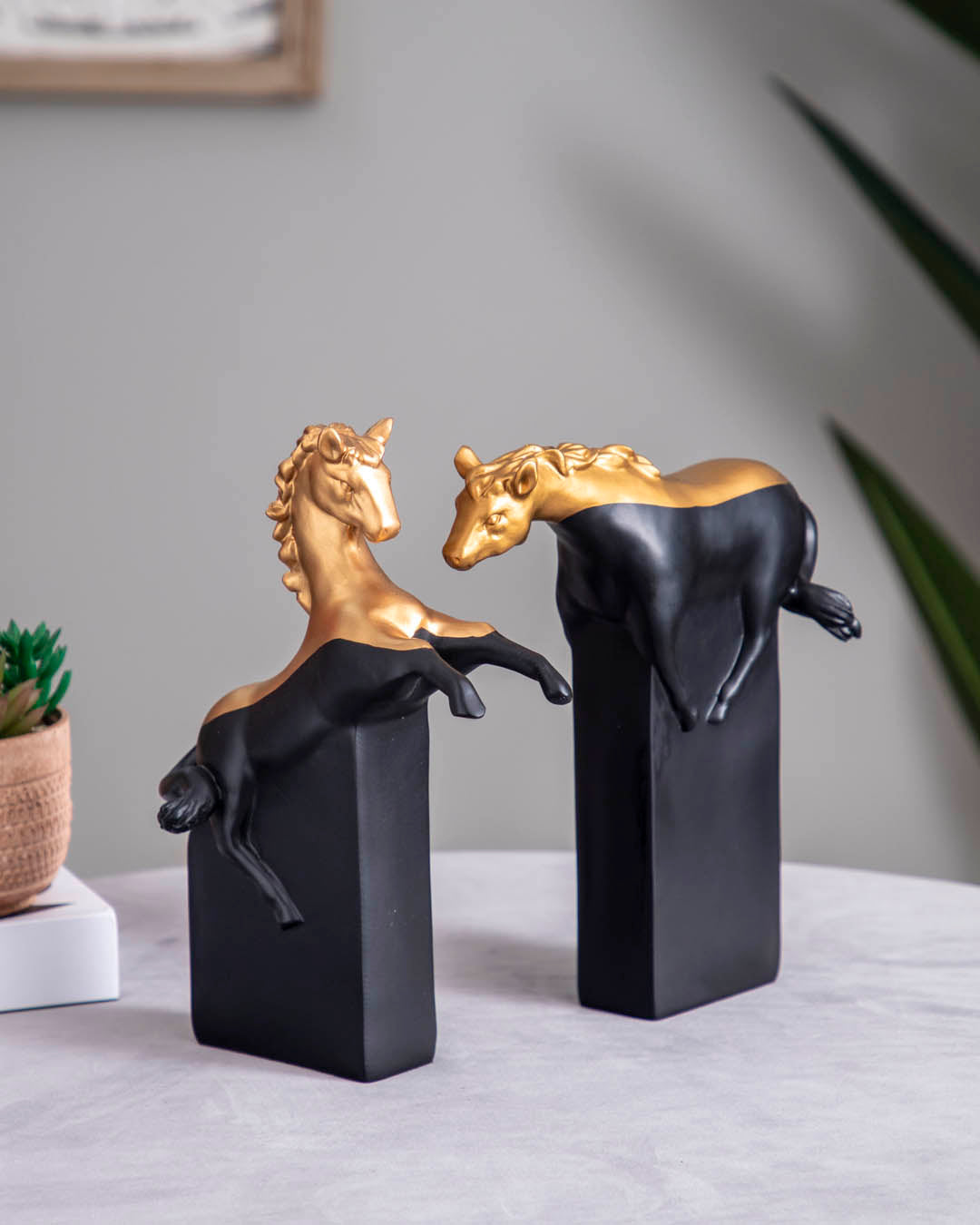 'Galloping Grace' Gold & Black Horse Figurine - The Decor Kart