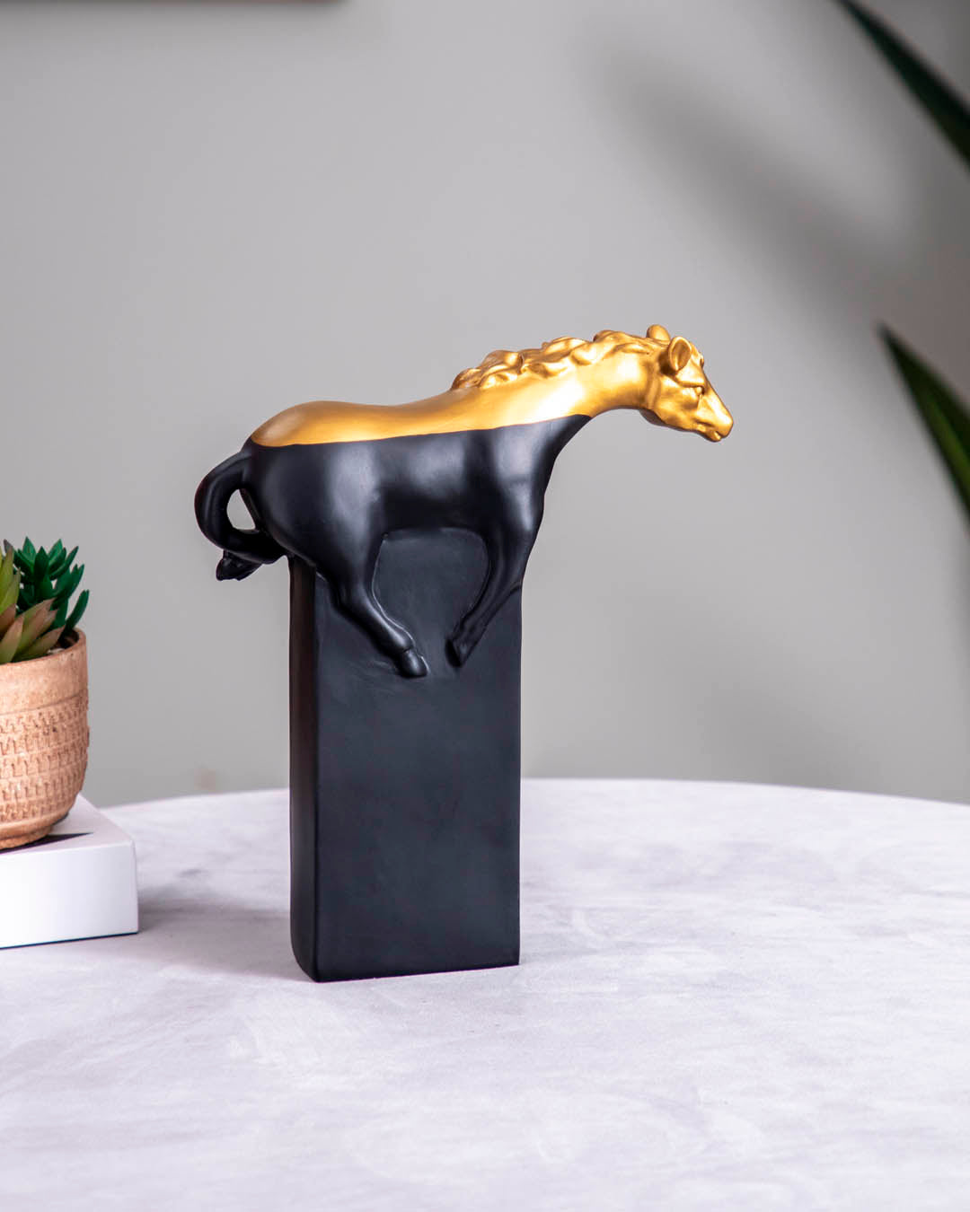 'Galloping Grace' Gold & Black Horse Figurine - The Decor Kart