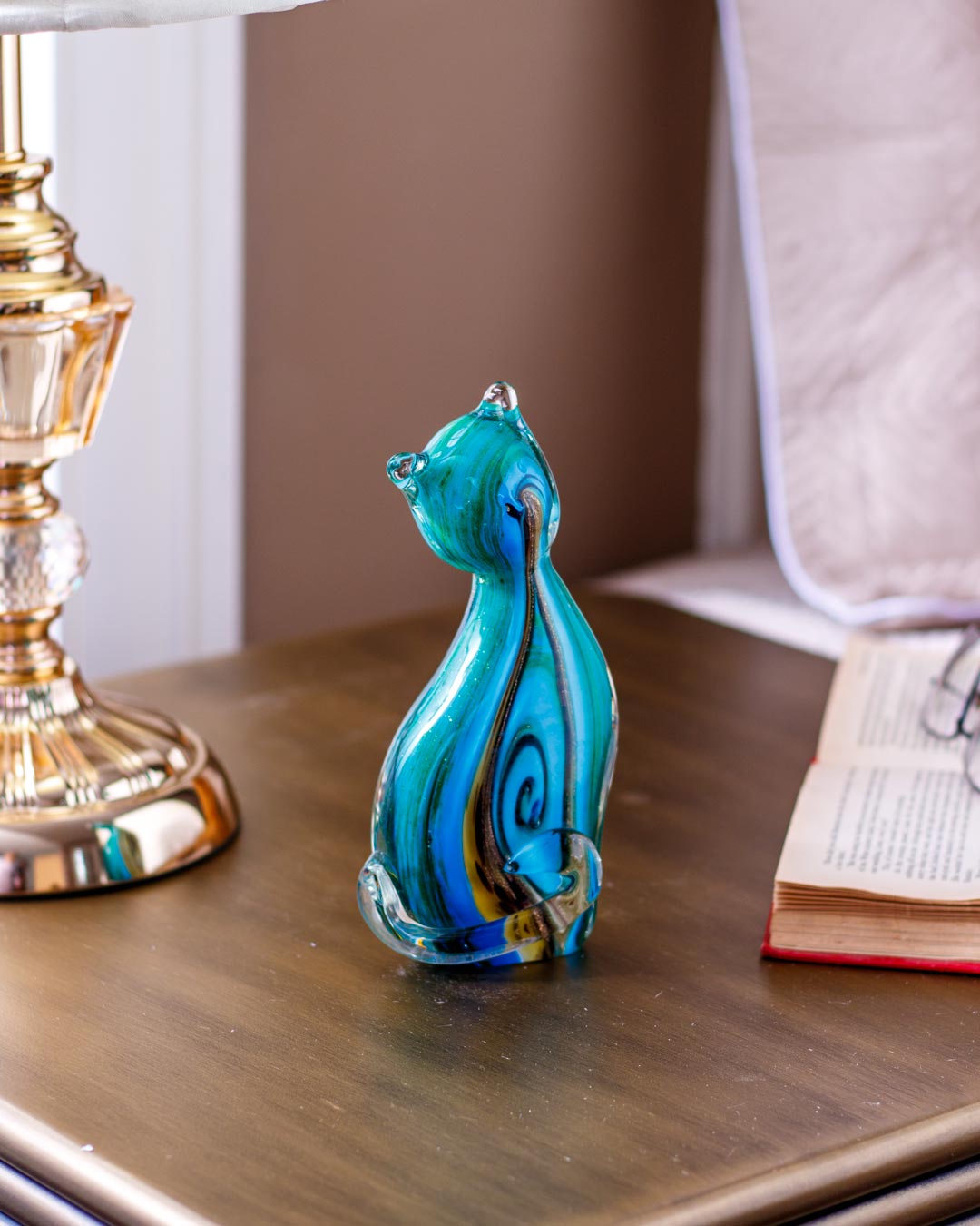 Colorful Cat Glass Figurine - Small